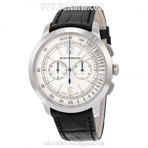 Girard Perregaux 1966 Silver Dial White Gold Black Leather Men's Watch 49539-53-151-BK6A