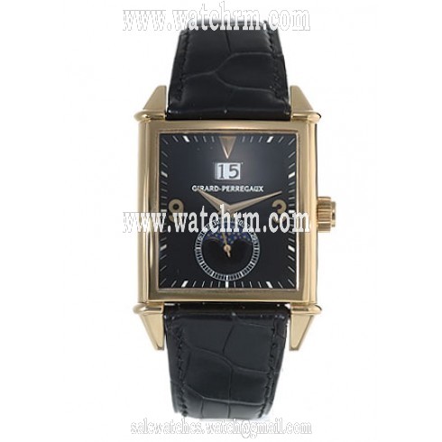 Girard Perregaux Vintage 1945 18kt Yellow Gold Black Leather Men's Watch 25800-0-51-645
