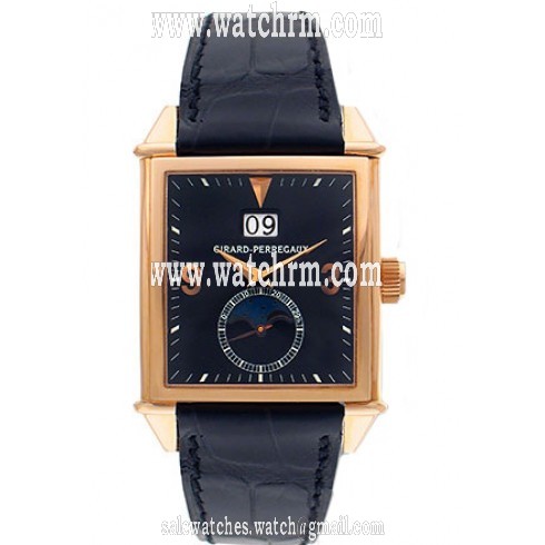 Girard Perregaux Vintage 1945 18kt Rose Gold Black Leather Men's Watch 25800-0-52-645