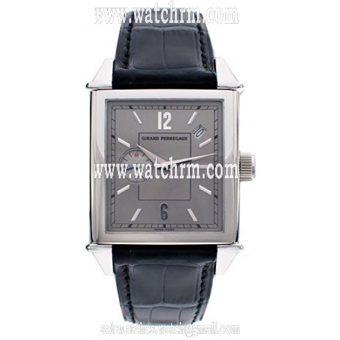 Girard Perregaux Vintage 1945 Stainless Steel Black Leather Men's Watch 25830-0-11-2142