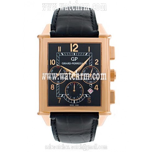 Girard Perregaux Vintage 1945 18kt Rose Gold Black Leather Men's Watch 25840-0-52-6056