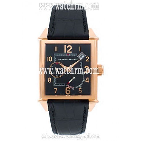Girard Perregaux Vintage 1945 18kt Rose Gold Black Leather Men's Watch 25850-0-52-6456