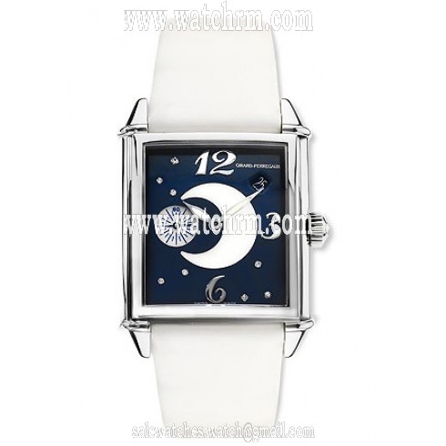 Girard Perregaux Vintage 1945 Diamond Stainless Steel White Leather Ladies Watch 25932-0-11-409