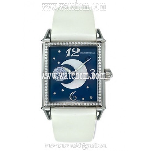 Girard Perregaux Vintage 1945 Diamond Stainless Steel White Leather Ladies Watch 25932-D11-A421-IK7