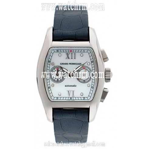 Girard Perregaux Richeville Diamond 18kt White Gold Brown Leather Ladies Watch 26500-0-53-72M7