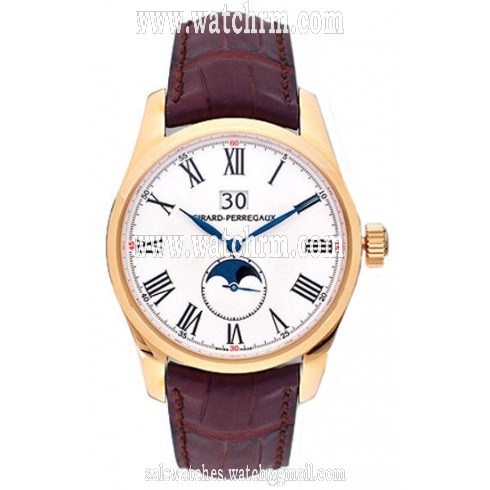 Girard Perregaux Classic Elegance 18kt Rose Gold Brown Leather Men's Watch 49530-0-52-7437