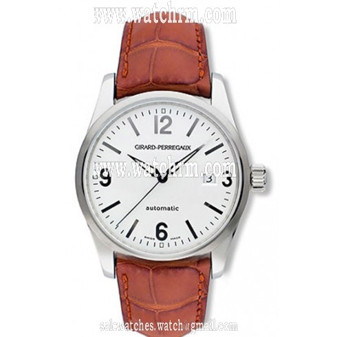 Girard Perregaux Classic Elegance Stainless Steel Brown Leather Men's Watch 49570-0-11-114