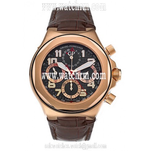 Girard Perregaux Laureato EVO3 18kt Rose Gold Brown Leather Men's Watch 80180-52-212-BBEA