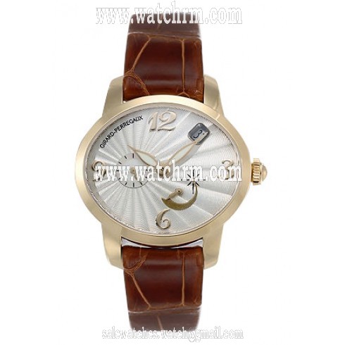 Girard Perregaux Cats Eye 18kt Yellow Gold Brown Leather Ladies Watch 80480-0-51-1151