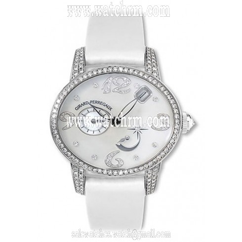 Girard Perregaux Cats Eye Diamond 18kt White Gold White Satin Ladies Watch 80480-D53-P762-KK7