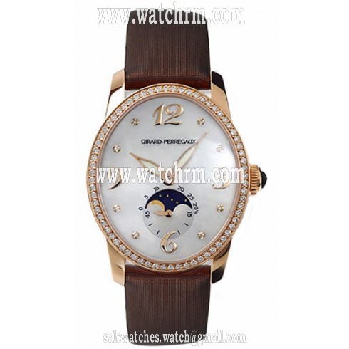 Girard Perregaux Cats Eye Diamond 18kt Yellow Gold Brown Satin Ladies Watch 80490-D51-A761-KKI