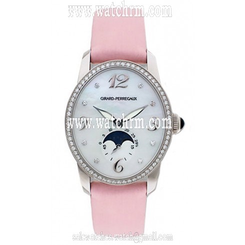 Girard Perregaux Cats Eye Diamond 18kt White Gold Pink Satin Ladies Watch 80490-D53-A761-KK9