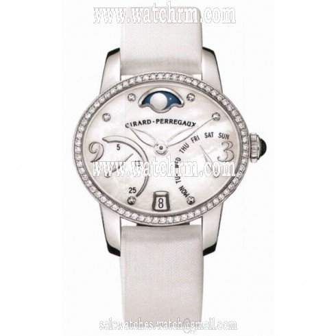 Girard Perregaux Cats Eye Mother of Pearl Diamond 18K White Gold Automatic Ladies Watch 80485D53A761-KK7A