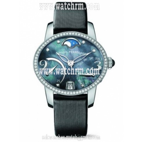 Girard Perregaux Cat's Eye Mother of Pearl Moonphase Diamond Dial 18K White Gold Ladies Watch 80485D53A661-JK6A