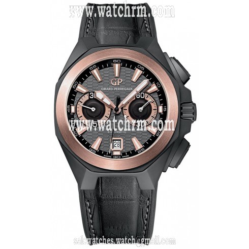Girard Perregaux Chrono Hawk Grey Dial Black Crocodile Leather Men's Watch 49970-34-232-BB6A