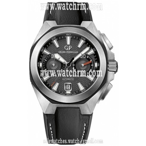 Girard Perregaux Chrono Hawk Automatic Grey Dial Black Leather Men's Watch 49970-11-231-HD6A