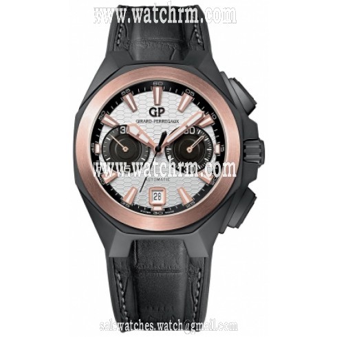 Girard Perregaux Chrono Hawk Silver Dial Black Crocodile Leather Men's Watch 49970-34-132-BB6A