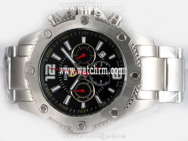 Girard Perregaux Classique Elegance 24990 Silver Stainless Steel Strap Black Dial 44mm Watch