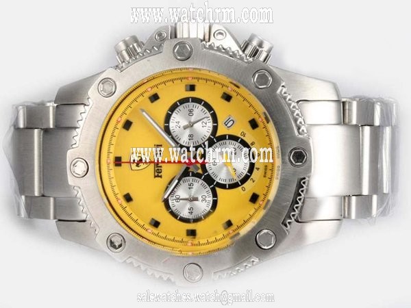 Girard Perregaux Classique Elegance 24990 Yellow Dial Round Silver Stainless Steel Strap Watch