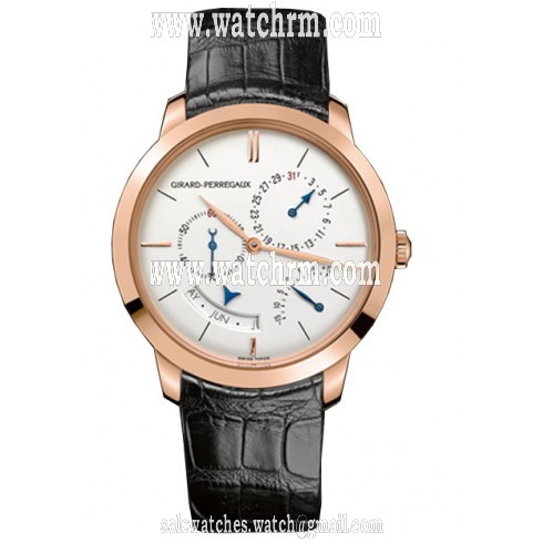 Girard Perregaux GP 1966 Silver Dial 18kt Pink Gold Black Leather Automatic Men's Watch 49538-52-131-BK6A