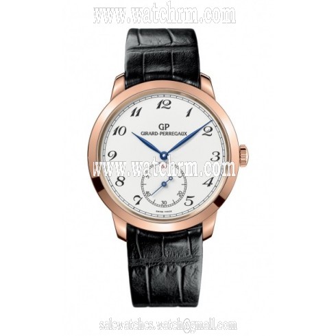 Girard Perregaux GP 1966 White Dial 18kt Pink Gold Black Leather Men's Watch 49534-52-711-BK6A
