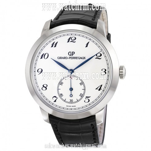 Girard Perregaux GP 1966 White Dial Black Leather Automatic Men's Watch 49534-53-711-BK6A