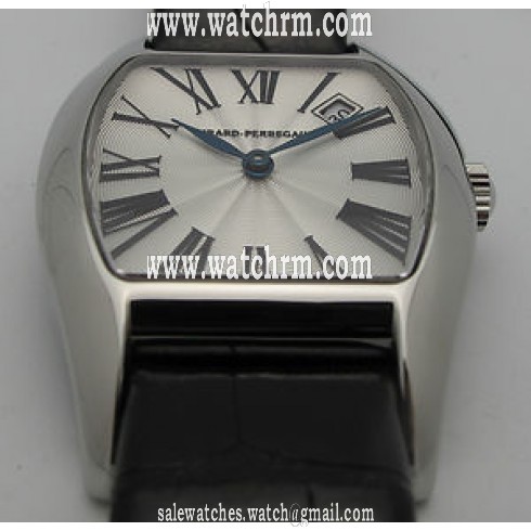 Girard Perregaux Richeville Silver Dial Steel Black Leather Ladies Watch 26550-0-11-143