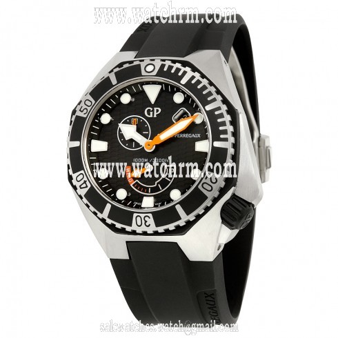 Girard Perregaux Sea Hawk Black Dial Black Rubber Automatic Men's Watch 49960-19-631-FK6A