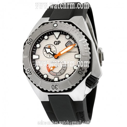 Girard Perregaux Sea Hawk Silver Dial Black Rubber Automatic Men's Watch 49960-11-131-FK6A