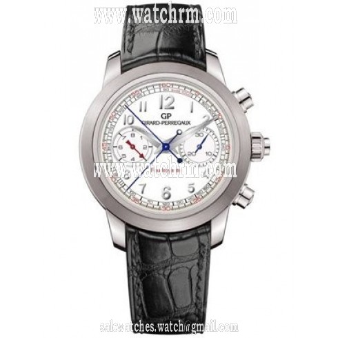 Girard Perregaux Sport Classique Foudroyante White Dial Black Leather Automatic Men's Watch 90240-11-811-BA6A