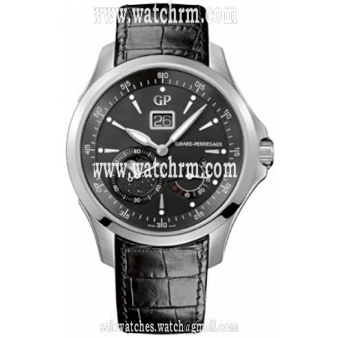 Girard Perregaux Traveller Black Dial Black Crocodile Leather Men's Watch 49650-11-631-BB6A