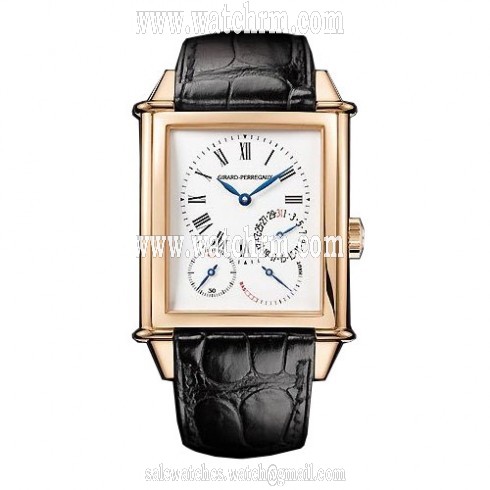 Girard Perregaux Vintage 1945 Automatic Beige Enamel Dial 18kt Rose Gold Brown Leather Men's Watch 25845-52-741-BA6A