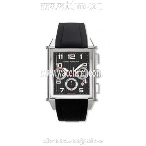 Girard Perregaux Vintage 1945  Chronograph Automatic Black Dia Black Rubber Men's Watch 25840-11-611-FK6A