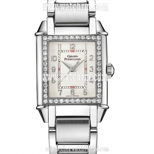 Girard Perregaux Vintage 1945 Silver Dial Diamond Ladies Watch 25890-D11-A111-11A