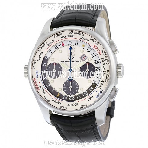 Girard Perregaux World Timer WW TC Silver Dial Chronograph Men's Watch 49805-11-152-BA6A