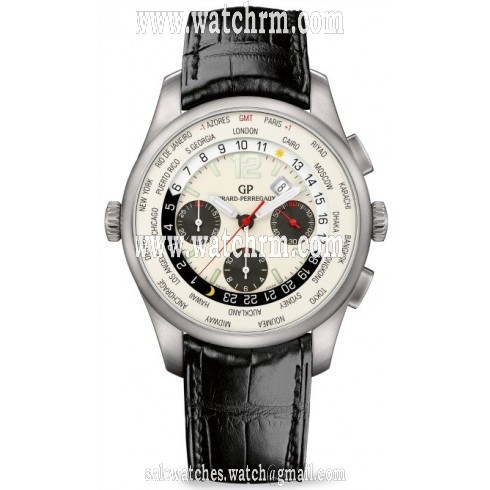 Girard Perregaux Worldtime Silver Dial Chronograph Men's Watch 49805-11-153-BA6A