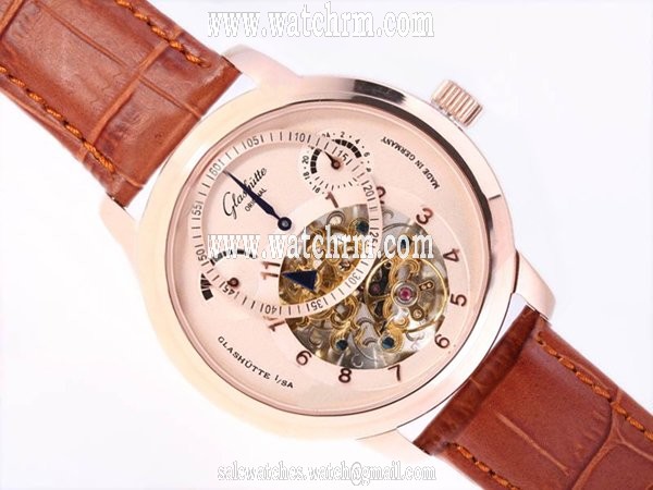 Glashutte Pano Edition Panomaticchrono XL 95-01-31-24-05 Round Brown Cow Leather Strap Watch