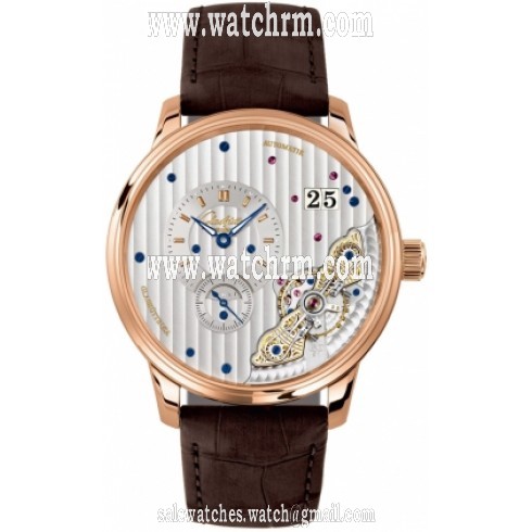 Glashutte PanoMaticinverse Automatic Silver Dial Brown Alligator Leather Men's Watch 1-91-02-01-05-30