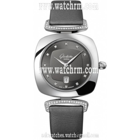 Glashutte Pavonina Gray Dial Satin Diamond Ladies Watch 1-03-01-06-12-02
