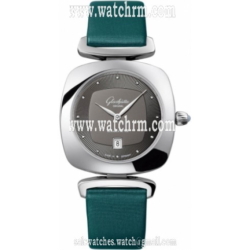 Glashutte Povonina Gray Dial Green Satin Ladies Watch 1-03-01-14-02-04