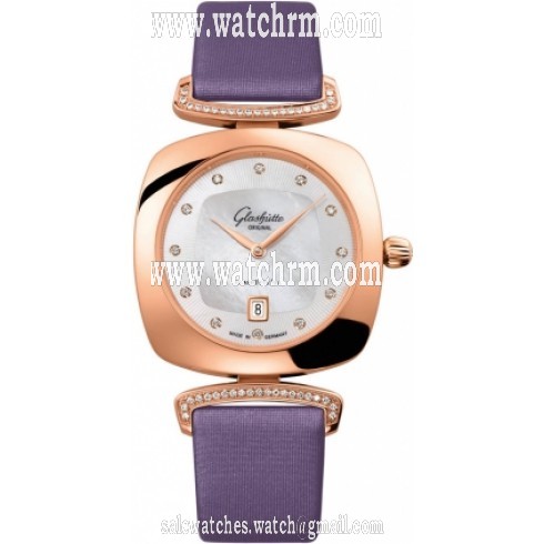 Glashutte Povonina Mother of Pearl Dial 18K Rose Gold Diamond Ladies Watch 1-03-01-08-05-02