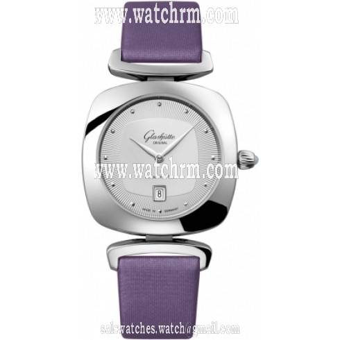 Glashutte Povonina Silver Dial Purple Satin Ladies Watch 1-03-01-15-02-04