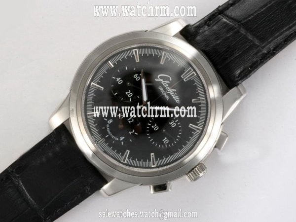 Glashutte Senator Chronograph 39-31-45-42-04 Black Dial Manual Winding 40mm Watch