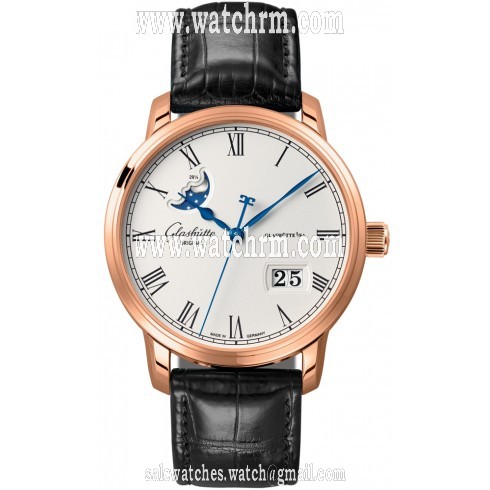 Glashutte Senator Panorama Silver Dial 18K Rose Gold Automatic Men's Watch 10004321504