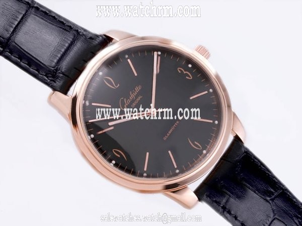 Glashutte Senator Sixties 39-52-04-02-04 Black Dial Rose Gold Case 46mm Watch