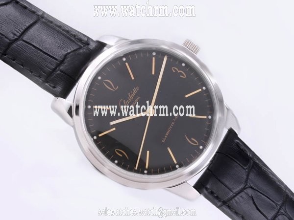 Glashutte Senator Sixties 39-52-04-02-04 Midsize 46mm Black Cow Leather Strap Watch