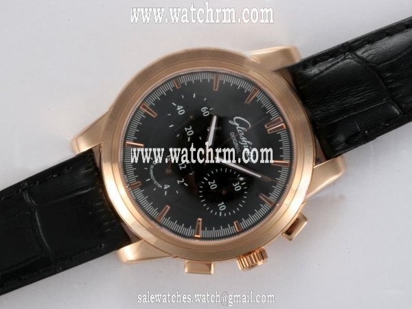 Glashutte Sport Evolution Chronograph 39-31-43-61-02 Round Manual Winding Black Dial Watch