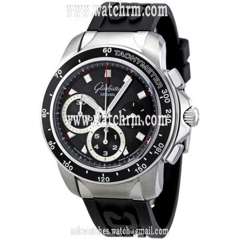 Glashutte Sport Evolution Chronograph Black Dial Black Rubber Men's Watch 39-31-43-03-04