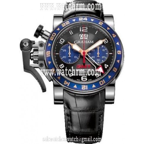 Graham Chrnofighter Oversize GMT Black Dial Black Leather Men's Watch 2OVGSB26AC118