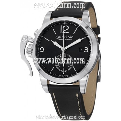 Graham Chronofighter 1695 Automatic Chronograph Black Dial Black Leather Men's Watch 2CXASB02A
